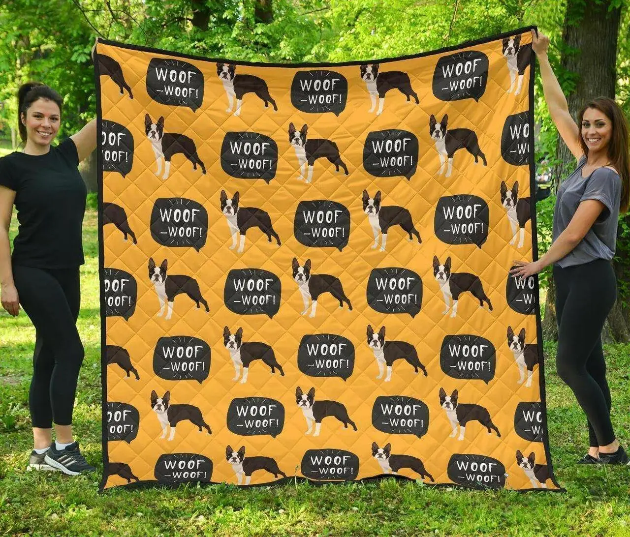 Boston Terrier Design Pattern DHCDHC DT1910 Quilt Blanket and Home Decor