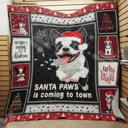 Boston Terrier Dog Christmas Quilt and Home Decor