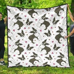 Boston Terrier Dog Hearts Vector Pattern DHCDHC DT1910 Quilt Blanket and Home Decor