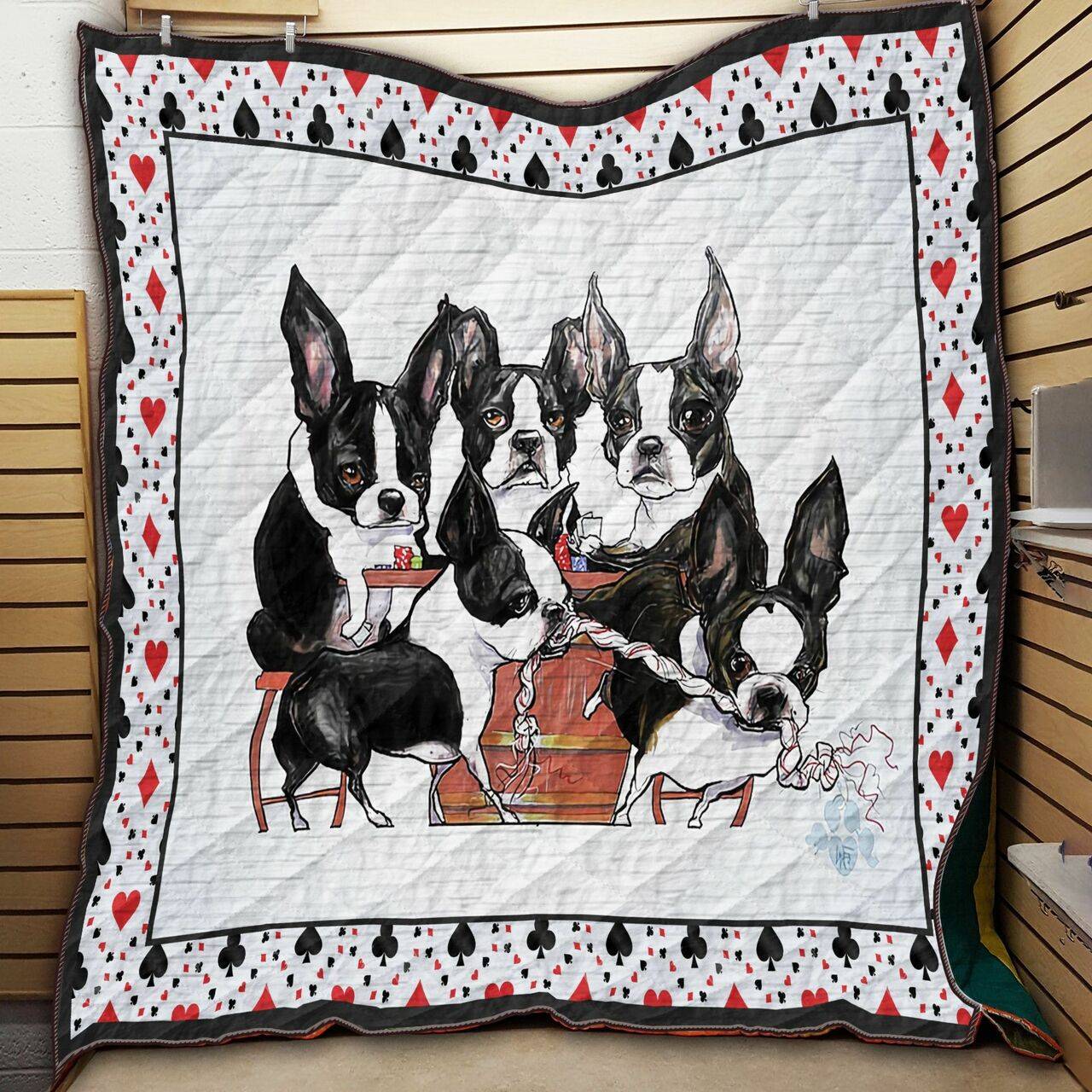 Boston Terrier Friends H2 NTTH011298 3D Customized Quilt and Home Decor