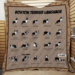 Boston Terrier Language 3D Customized Quilt and Home Decor