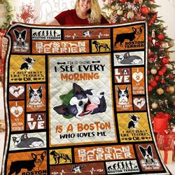 Boston Terrier Quilt Blanket Bbb271116Sm and Home Decor