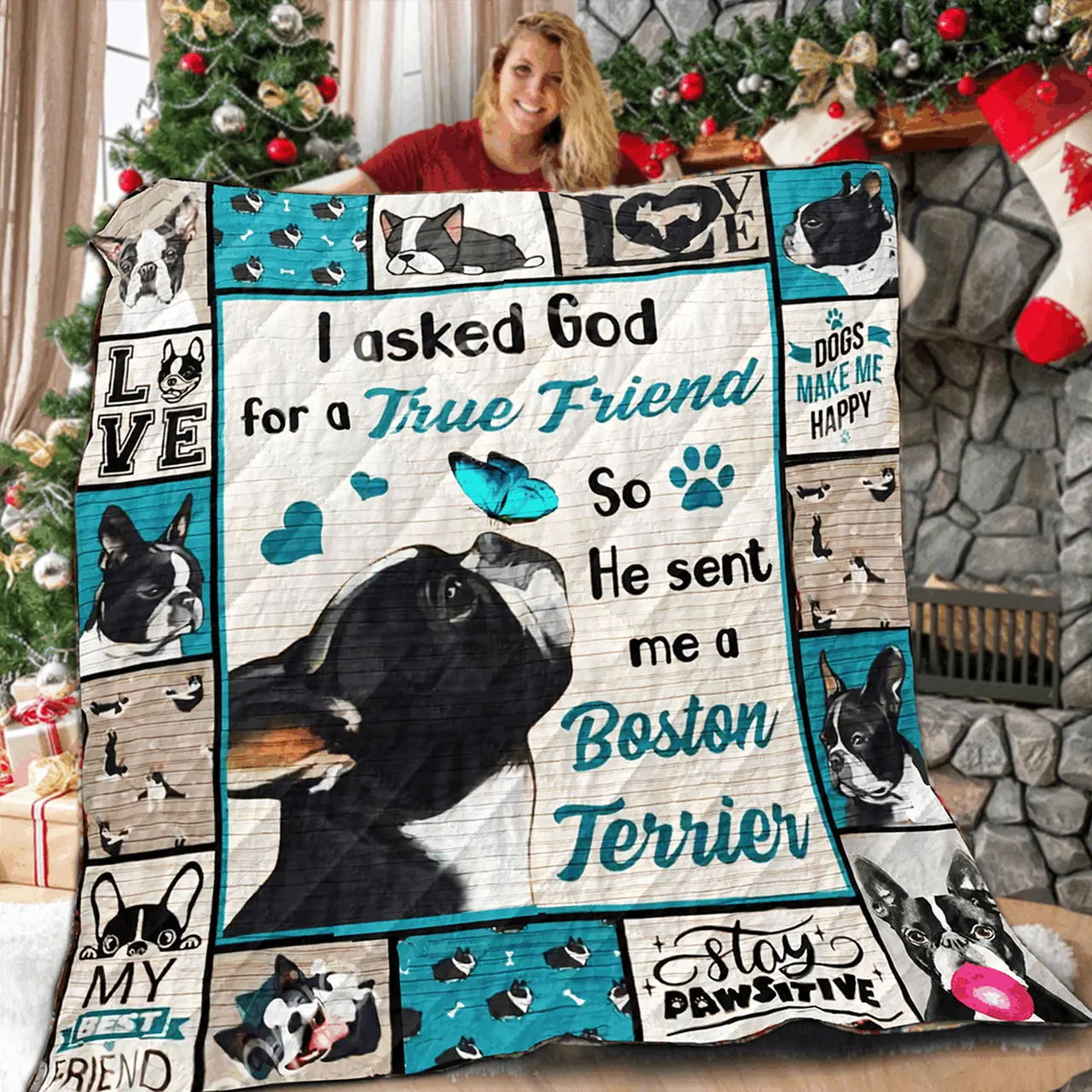 Boston Terrier TF V1 Three 3D Customized Quilt and Home Decor