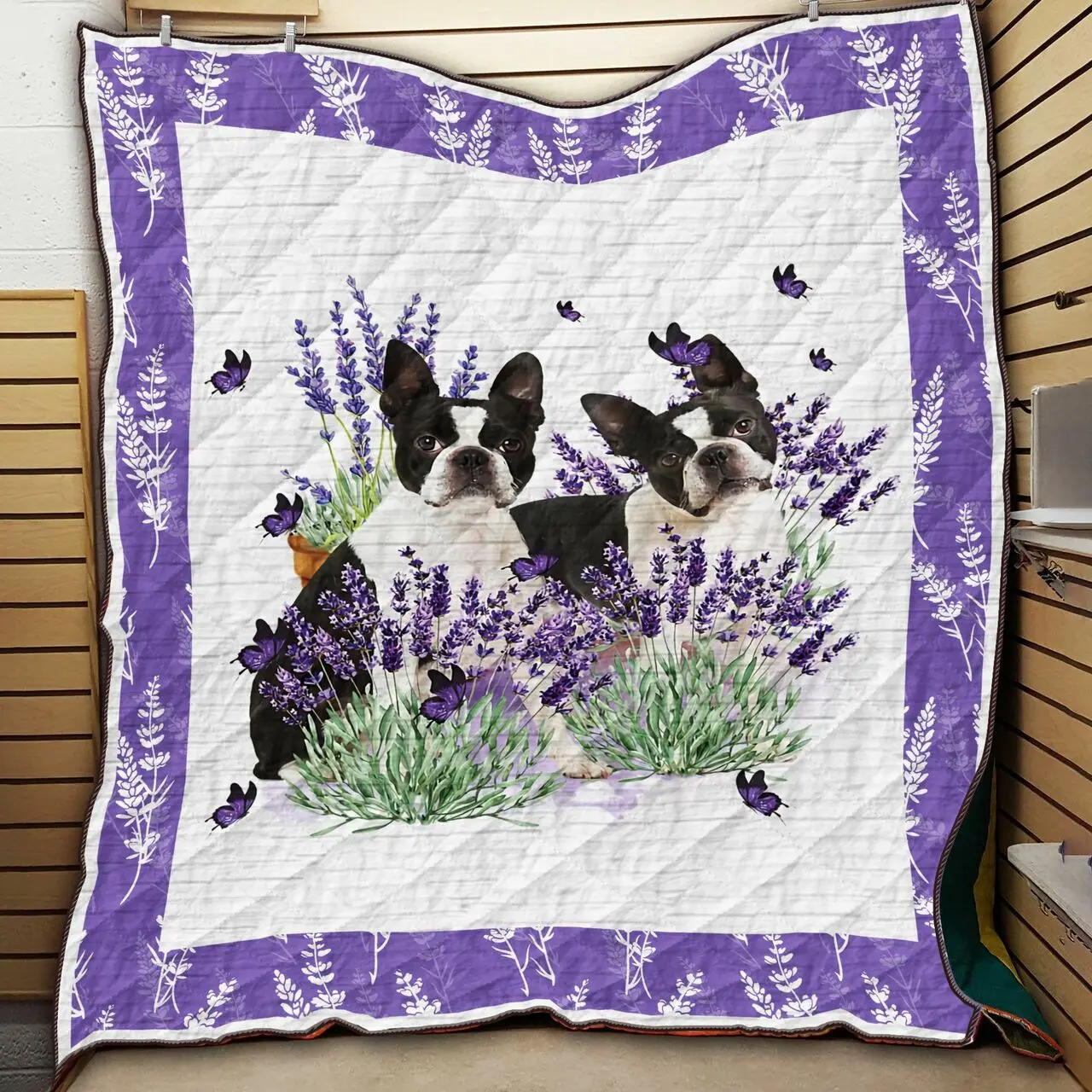 Boston Terrier With Lavander H1 NTTH011298 3D Customized Quilt and Home Decor