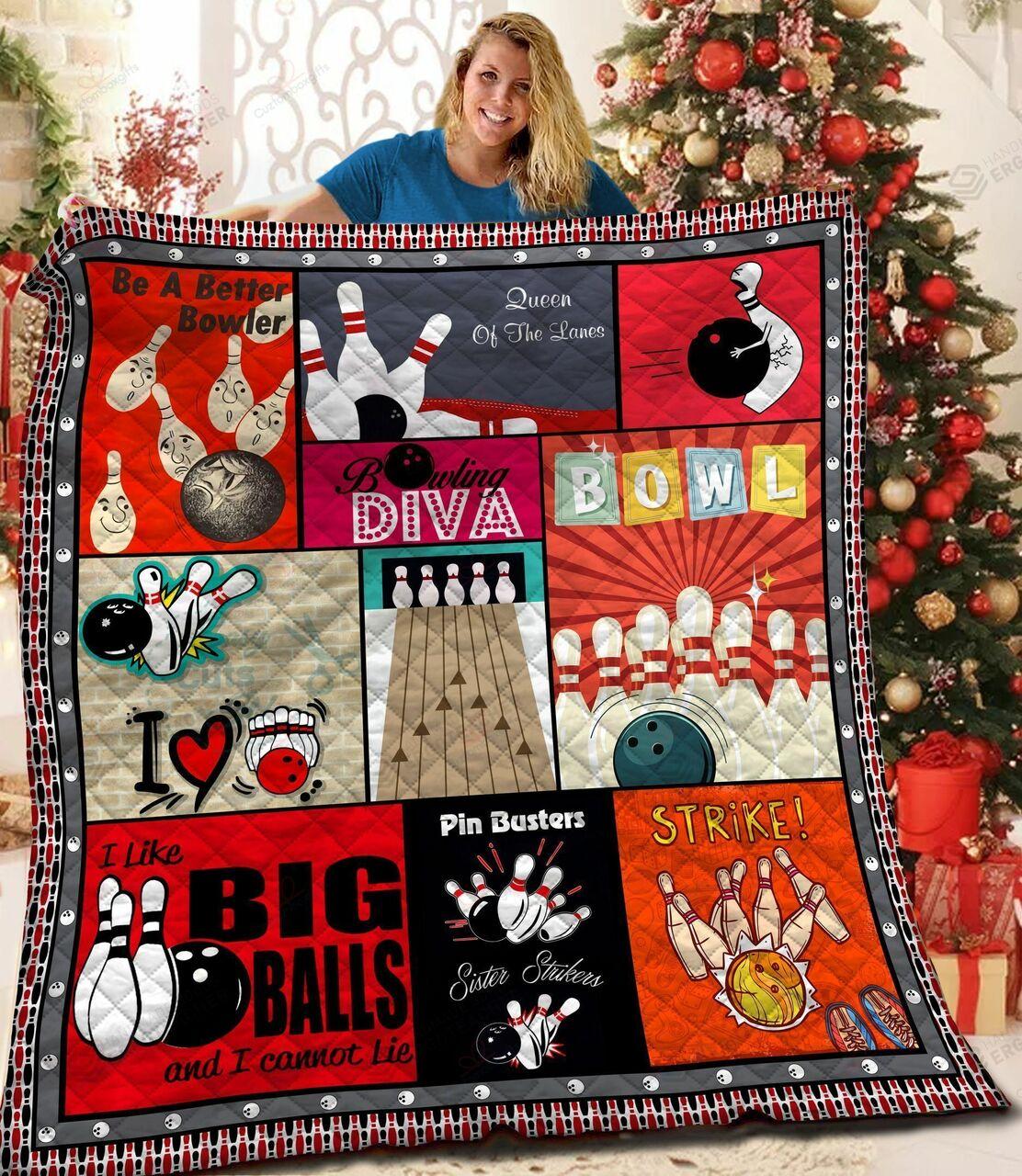 Bowler Like Big Balls And I Cannot Lie Quilt Blanket Great Customized Blanket Gifts For Birthday Christmas Thanksgiving and Home Decor