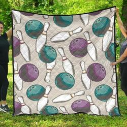 Bowling Ball And Pin Gray Background DHCDHC DT1910 Quilt Blanket and Home Decor