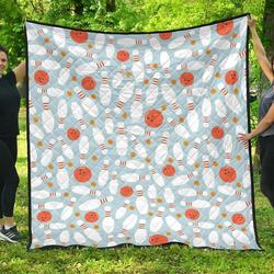 Bowling Ball Bowling Pins Blue Blackground DHCDHC DT1910 Quilt Blanket and Home Decor