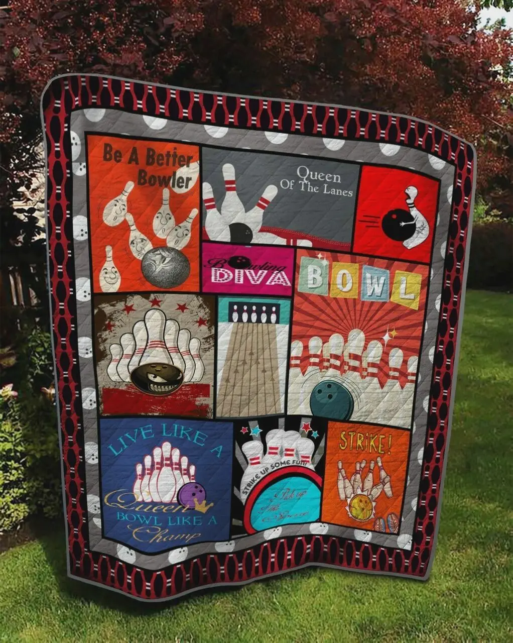 Bowling Live Like A Queen Bowl Like A Champ Quilt Blanket Great Customized Blanket Gifts For Birthday Christmas Thanksgiving and Home Decor