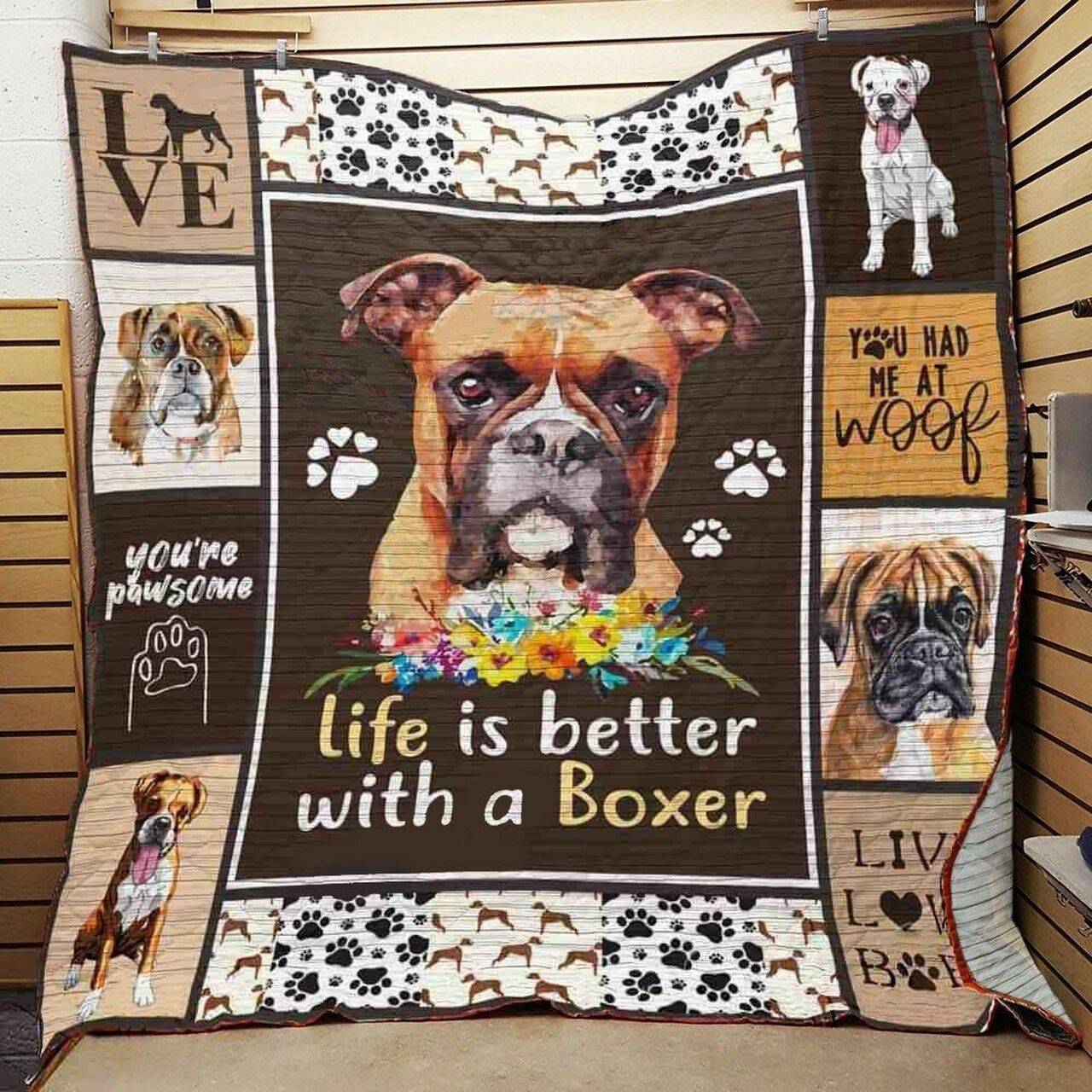 Boxer Dog Quilt Blanket ABC07111806 and Home Decor