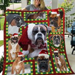 Boxer Dogs Christmas Quilt Blanket A120 and Home Decor