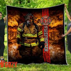 Brave Firefighter Quilt Blanket TNA10132003 and Home Decor