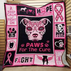 Breast Cancer Pitbull Dog Quilt Blanket ABC07111816 and Home Decor