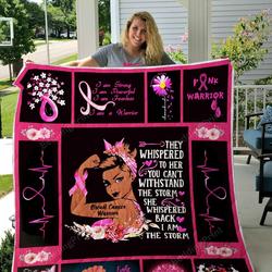 Breast Cancer Warrior Fight Cancer In Pink Color Quilt Blanket Great Customized Blanket Gifts For Birthday Christmas Thanksgiving and Home Decor