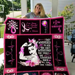 Breast Cancer Warrior Quilt Blanket and Home Decor