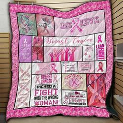 Breast Cancer Women Fighting 3D Customized Quilt and Home Decor