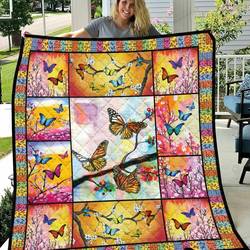 Brilliant Painting Art Of Butterfly Quilt Blanket Great Customized Blanket Gifts For Birthday Christmas Thanksgiving and Home Decor