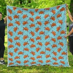 Brow Sea Turtle Pattern 3D Customized Quilt and Home Decor