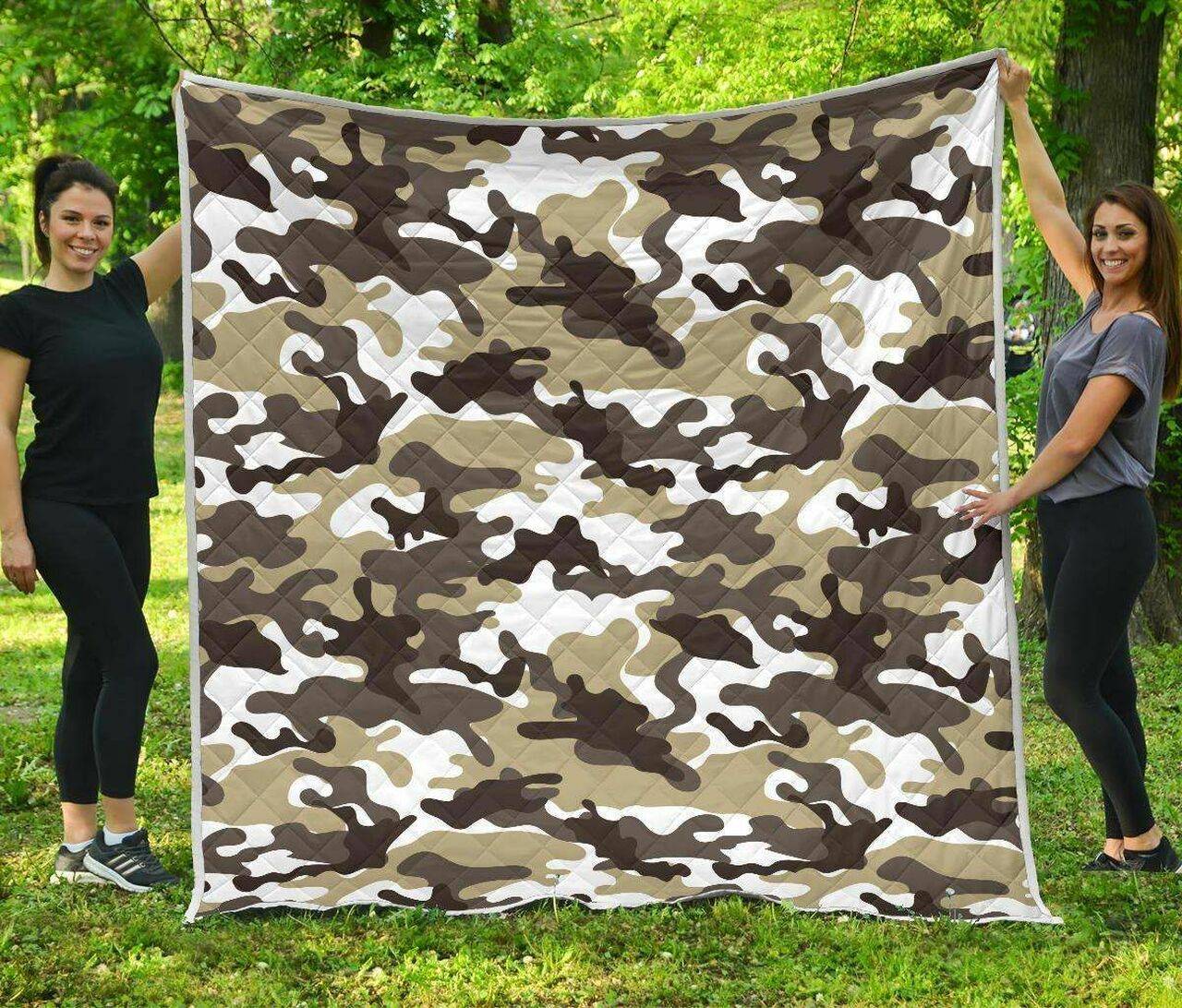Brown And White Camouflage Cl17100157Mdq Quilt Blanket and Home Decor