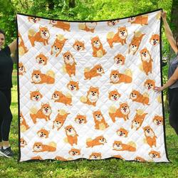 Brown Pomeranian Pattern DHCDHC DT1910 Quilt Blanket and Home Decor