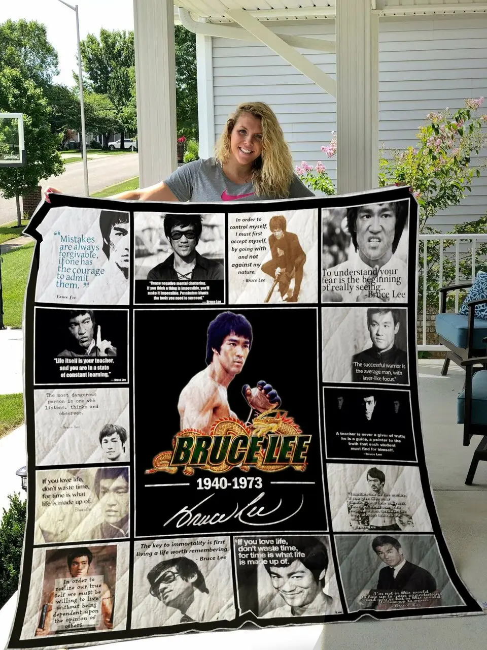 Bruce Lee Quilt Blanket 01 and Home Decor