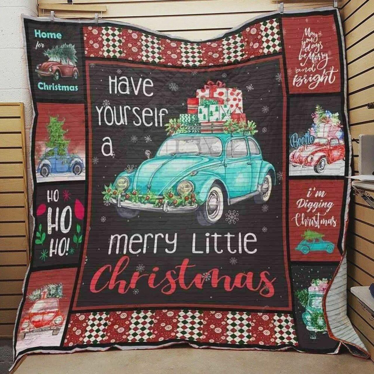 Bug Car Christmas Have Yourself A Merry Little Christmas Quilt Blanket Great Customized Blanket Gifts For Birthday Christmas Thanksgiving and Home Decor