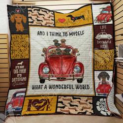 Bug Car Dachshund Ee Quilt Veg and Home Decor