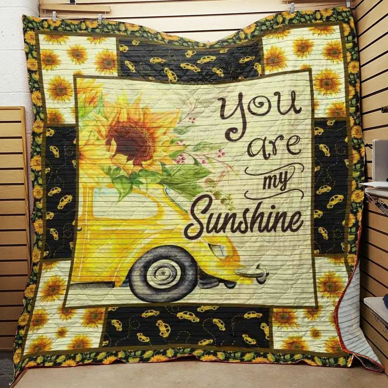 Bug Car Sunflower Quilt Blanket Abc07113564 and Home Decor
