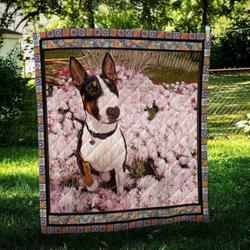 Bull Terrier Floral Cl09100073Mdq Quilt Blanket and Home Decor