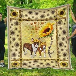 Bull Terrier Sunflower You Are My Sunshine Hur Quilt re and Home Decor