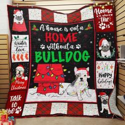 Bulldog Christmas Quilt Blanket ABC07111843 and Home Decor