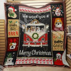 Bulldog Christmas Quilt and Home Decor