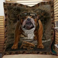 Bulldog Cute Pilot 3D Customized Quilt and Home Decor