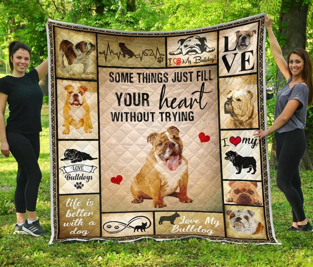 Bulldog Fill Your Heart Without Trying Quilt Blanket Christmas Christmas Gifts Merry Christmas Holiday Gifts Gift Dhc03011750Dd and Home Decor
