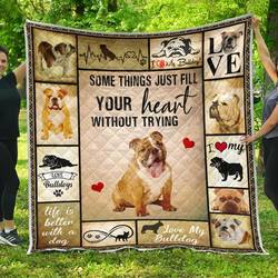Bulldog Fill Your Heart Without Trying Quilt Blanket Christmas Christmas Gifts Merry Christmas Holiday Gifts Gift Dhc03011750Dd and Home Decor