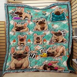 Bulldog French Emoji 3D Customized Quilt and Home Decor