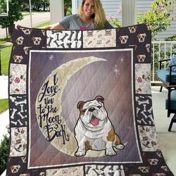 Bulldog I Love You To The Moon And Back Quilt Blanket Great Customized Blanket Gifts For Birthday Christmas Thanksgiving and Home Decor
