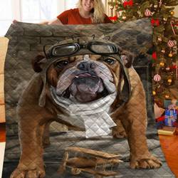 Bulldog Jfj Quilt Bl and Home Decor