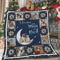 Bulldog Love Bull To The Moon Quilt Blanket Great Customized Blanket Gifts For Birthday Christmas Thanksgiving and Home Decor