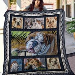 Bulldog Natural Quilt Blanket Great Customized Blanket Gifts For Birthday Christmas Thanksgiving and Home Decor