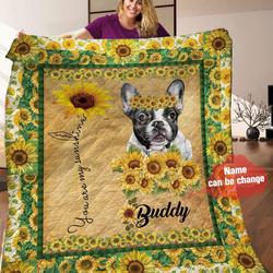 Bulldog Sunflower Personalized Quilt Blanket HHH050606NA and Home Decor
