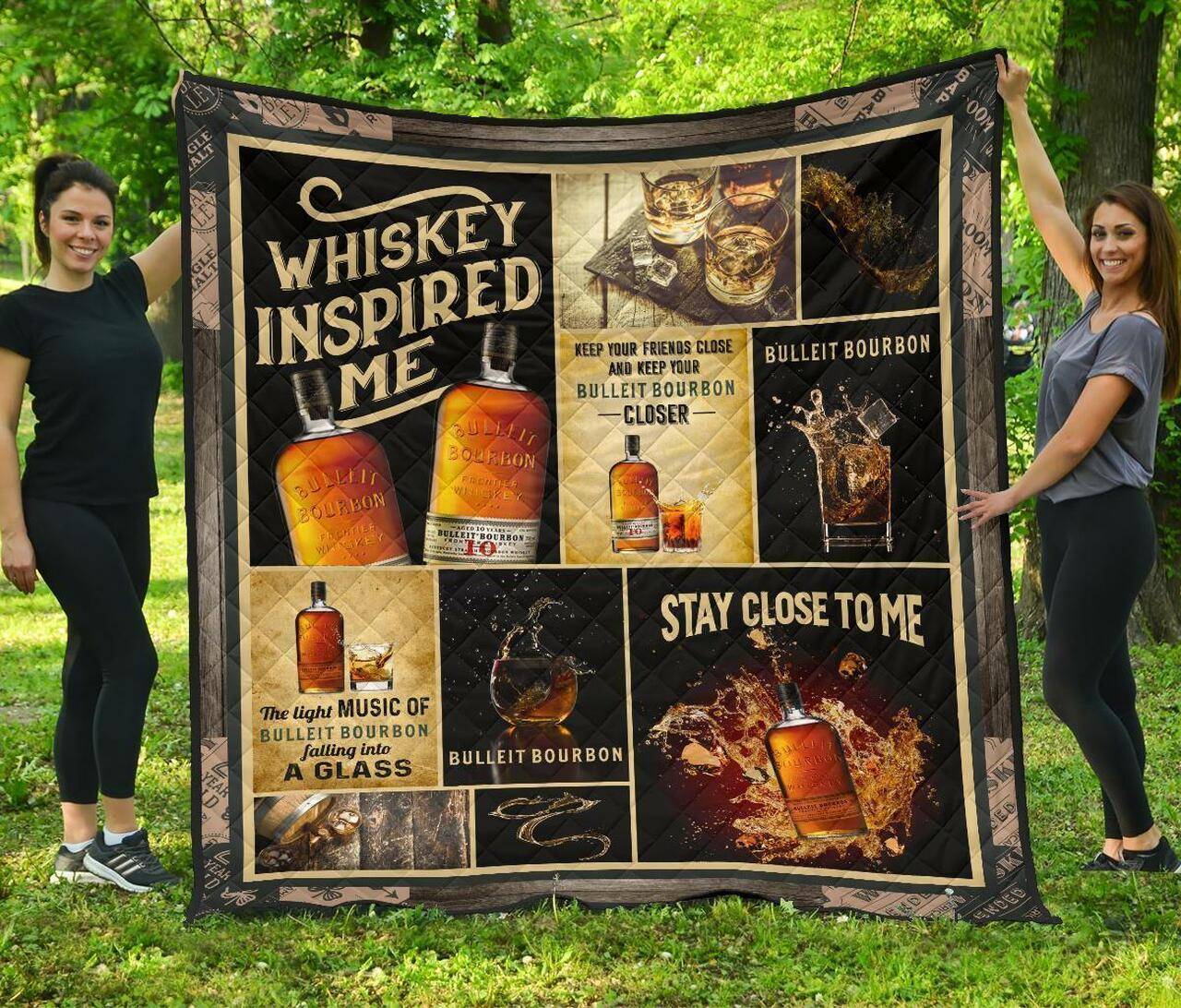 Bulleit Bourbon Whiskey Inspired Me Gift Idea Quilt and Home Decor