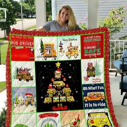 Bus Driver Christmas Tree Quilt Blanket Great Customized Blanket Gifts For Birthday Christmas Thanksgiving and Home Decor