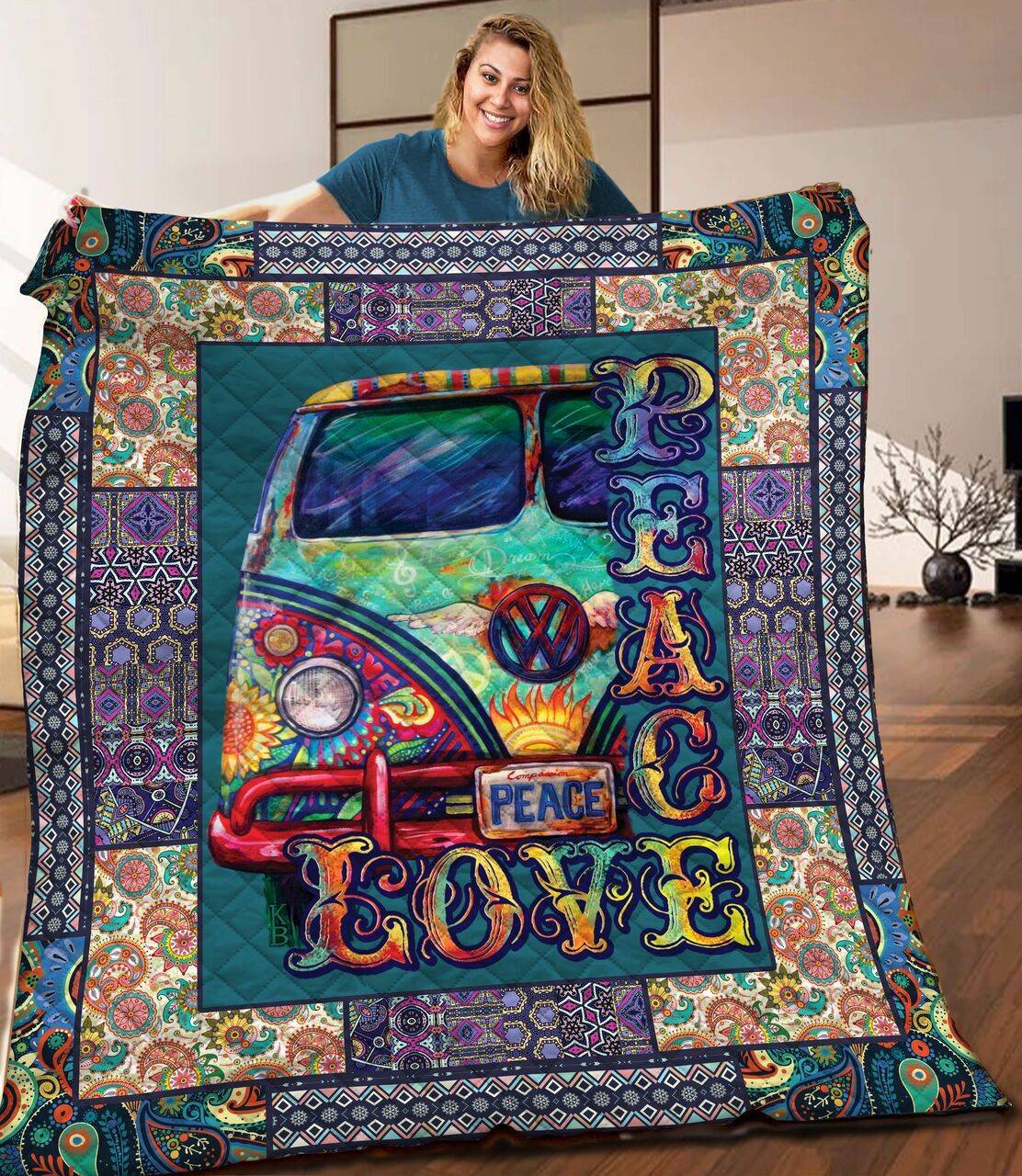 Bus Hippie Quilt Blanket C9B050335TA and Home Decor