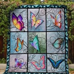 Butterflies Multi Colorful Quilt Blanket  Quilt and Home Decor