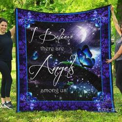 Butterfly I Believe There Are Angels Among Us Blanket Th0807 Quilt and Home Decor