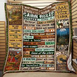 Cabin Rules Go Boating Connect With Friends Count The Stars Quilt Blanket Great Customized Blanket Gifts For Birthday Christmas Thanksgiving and Home Decor