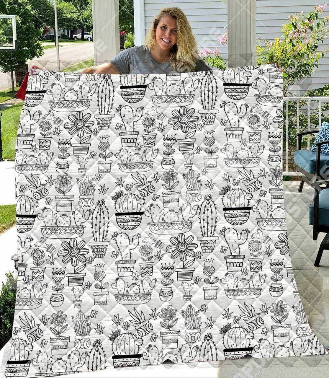 Cactus 3D Personalized Customized Quilt Blanket 1337 and Home Decor