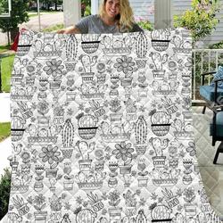 Cactus 3D Personalized Customized Quilt Blanket 1337 and Home Decor
