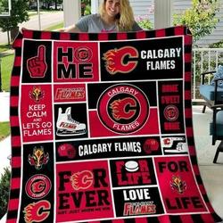 Calgary Flames Quilt Blanket 03 and Home Decor