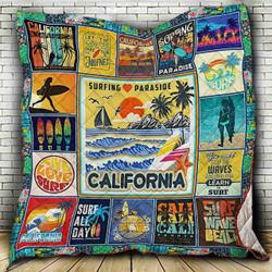 California Surfing Paradise Quilt Blanket ABC07112028 and Home Decor